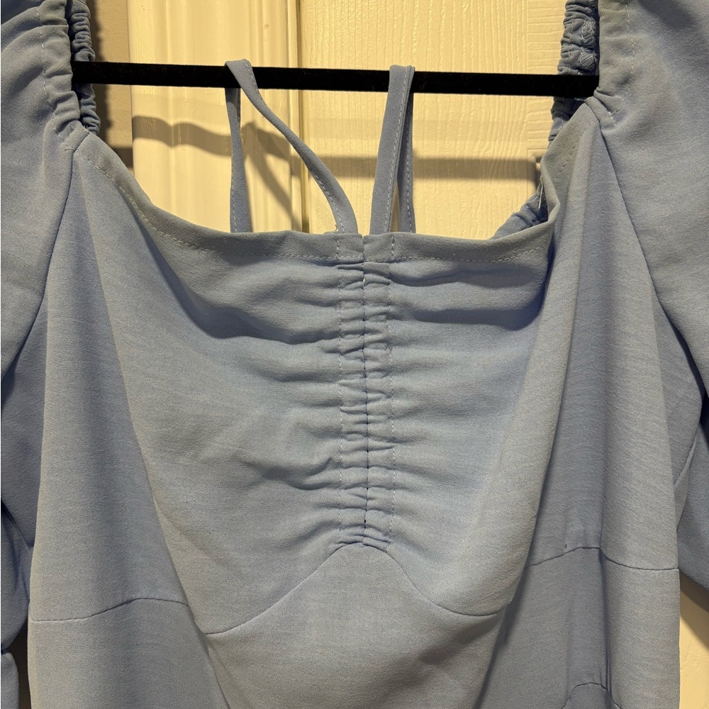 Shein Puff Sleeve Ruched Bust Drawstring Dress - Picture 5 of 7